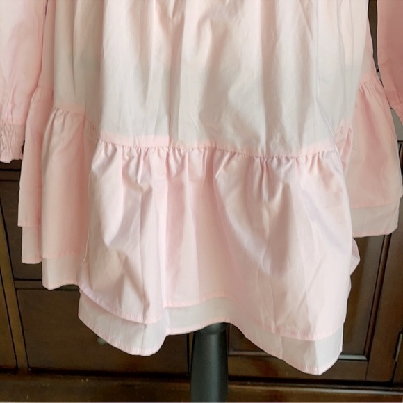 Nasty Gal Coquette Girl Barbie Millennial Blush Pink Smocked Waist Dress Size 4 - Picture 12 of 15